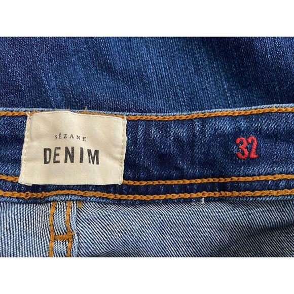 Women's Sezane Denim High Rise Mom Jeans Cotton Stretch Medium Wash French 32 - Picture 4 of 10